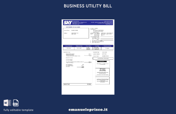 modello di bolletta dei servizi aziendali di Filippine Sky Cable Corporation in 